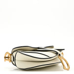 Grained Calfskin Mini Saddle Bag White