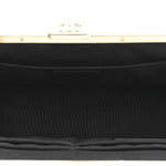 Tweed Quilted Kiss Lock Clutch Black