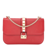 Vitello Medium Glam Lock Rockstud Flap Rubino