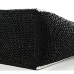 Raffia Large Paula's Ibiza Logo Tote Black White
