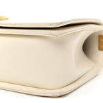 Caviar Suede Calfskin Chevron Medium Boy Flap White
