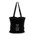 Tweed Resin Strass Large Robot Shopping Bag Black