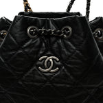 Aged Calfskin Quilted Small Gabrielle Backpack Black