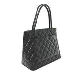 Caviar Quilted Medallion Tote Black
