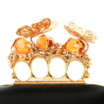 Satin Butterfly Knuckle Duster Box Clutch Black