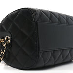 Caviar Quilted Barrel Clutch With Chain Black