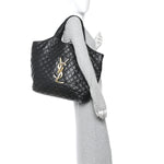 Lambskin Quilted Maxi Icare Shopping Tote Black