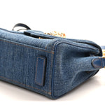 Denim La Medusa Chain Tote Navy Blue