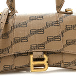 Coated Canvas BB Monogram Hourglass Top Handle Bag XS Beige Brown