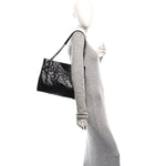 Crinkled Calfskin Matelasse Monogram Medium Niki Shopper Tote Black