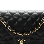Caviar Quilted Jumbo Double Flap Black