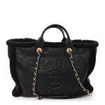 Lambskin Shearling Medium Deauville Tote Dark Brown