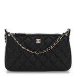Caviar Quilted Purse With Chain Black