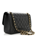 Caviar Quilted Jumbo Double Flap Black