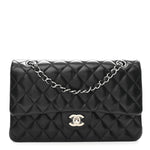 Lambskin Quilted Medium Double Flap Black