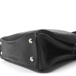 Natural Smooth Calfskin Medium Rodeo Top Handle Handbag Black
