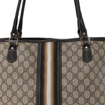 GG Plus Monogram Web Tote Dark Brown