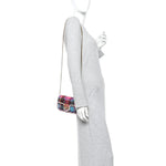 Tweed Calfskin Spicy Check Super Mini GG Marmont Shoulder Bag Pink Multicolor Mystic White