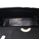 Canvas Quilted Letter Printed Flap Black