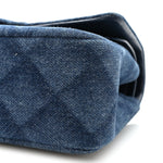 Printed Denim Quilted Small Double Flap Blue