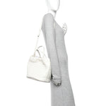 Calfskin Intrecciato Small Castello Bucket Bag White