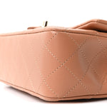 Lambskin Quilted Mini Rectangular Flap Brown