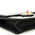Goatskin Quilted Chic Pearls Flap Black
