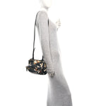 Lambskin Magnolia and Moth Print Mini Pandora Black