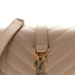 Grain De Poudre Textured Mixed Matelasse Triquilt Small Monogram Satchel Dark Beige