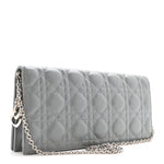 Lambskin Cannage Lady Dior Convertible Clutch Grey