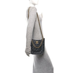 Calfskin Quilted CC Hobo Handbag Black