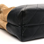 Suede Calfskin Shiny Lambskin Quilted Small Coco Base Shopping Bag Beige Black
