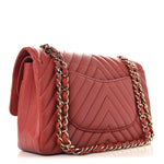 Lambskin Chevron Quilted Medium Double Flap Rosewood
