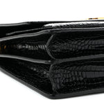 Calfskin Crocodile Embossed Large Monogram Sunset Black