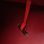 Calfskin Medium Hug Soft Bicolor Shoulder Bag Black Flame Red