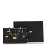 Aged Calfskin Quilted Lucky Charms 2.55 Reissue Wallet On Chain WOC Black