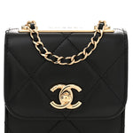 Lambskin Quilted Mini Trendy CC Chain Wallet Black