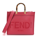 Vitello King Plexiglass Logo Embossed Medium Fendi Sunshine Shopper Tote Lampone