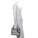 Canvas Houndstooth Embroidered Medium Lady D-Lite Black White