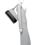 Suede Calfskin Shiny Lambskin Quilted Small Coco Base Shopping Bag Grey Black