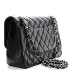 Caviar Quilted Jumbo Double Flap Black