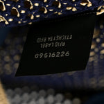 Raffia Woven Vitello King Soft Large Hobo Natural Beige Blue