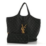 Lambskin Quilted Maxi Icare Shopping Tote Black