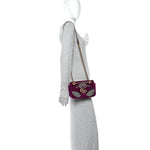 Velvet Matelasse Embroidered Mini GG Marmont Shoulder Bag Bordeaux