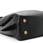 Natural Smooth Calfskin Medium Rodeo Top Handle Handbag Black