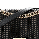 Calfskin Braided Medium Boy Flap Black