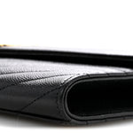 Grain De Poudre Matelasse Chevron Monogram Envelope Clutch Black