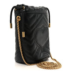 Calfskin Matelasse Mini GG Marmont 2.0 Bucket Bag Black