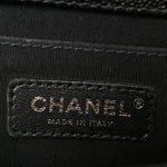 Caviar Chevron Quilted Medium Boy Flap Black