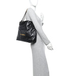 Shiny Calfskin Quilted Chanel 22 Black